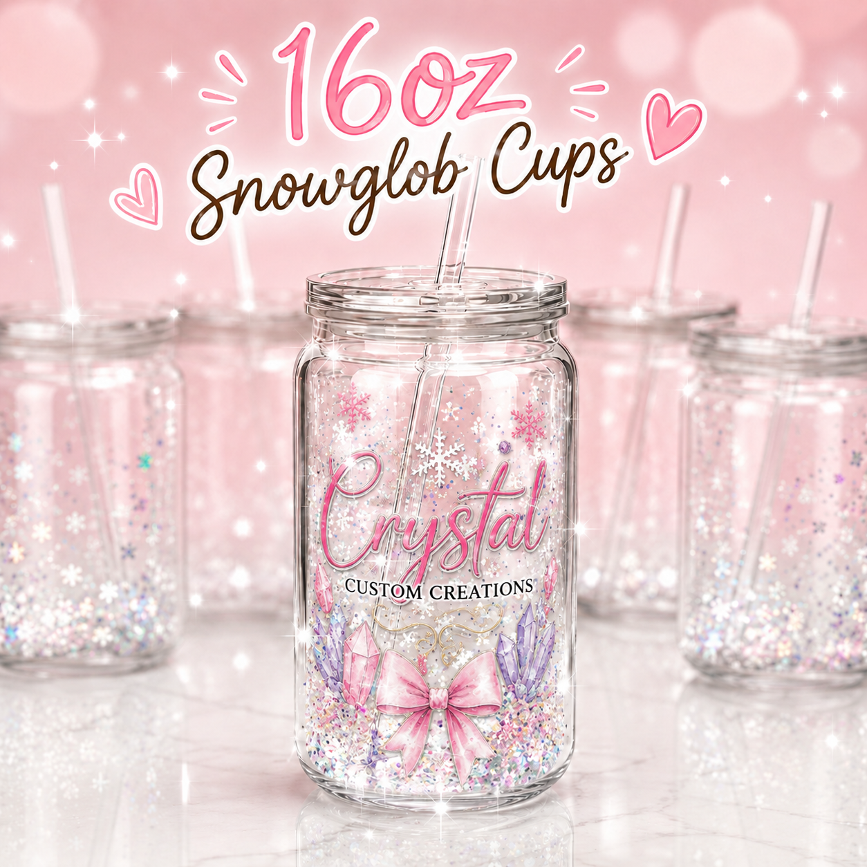 16oz Custom snow globe cup