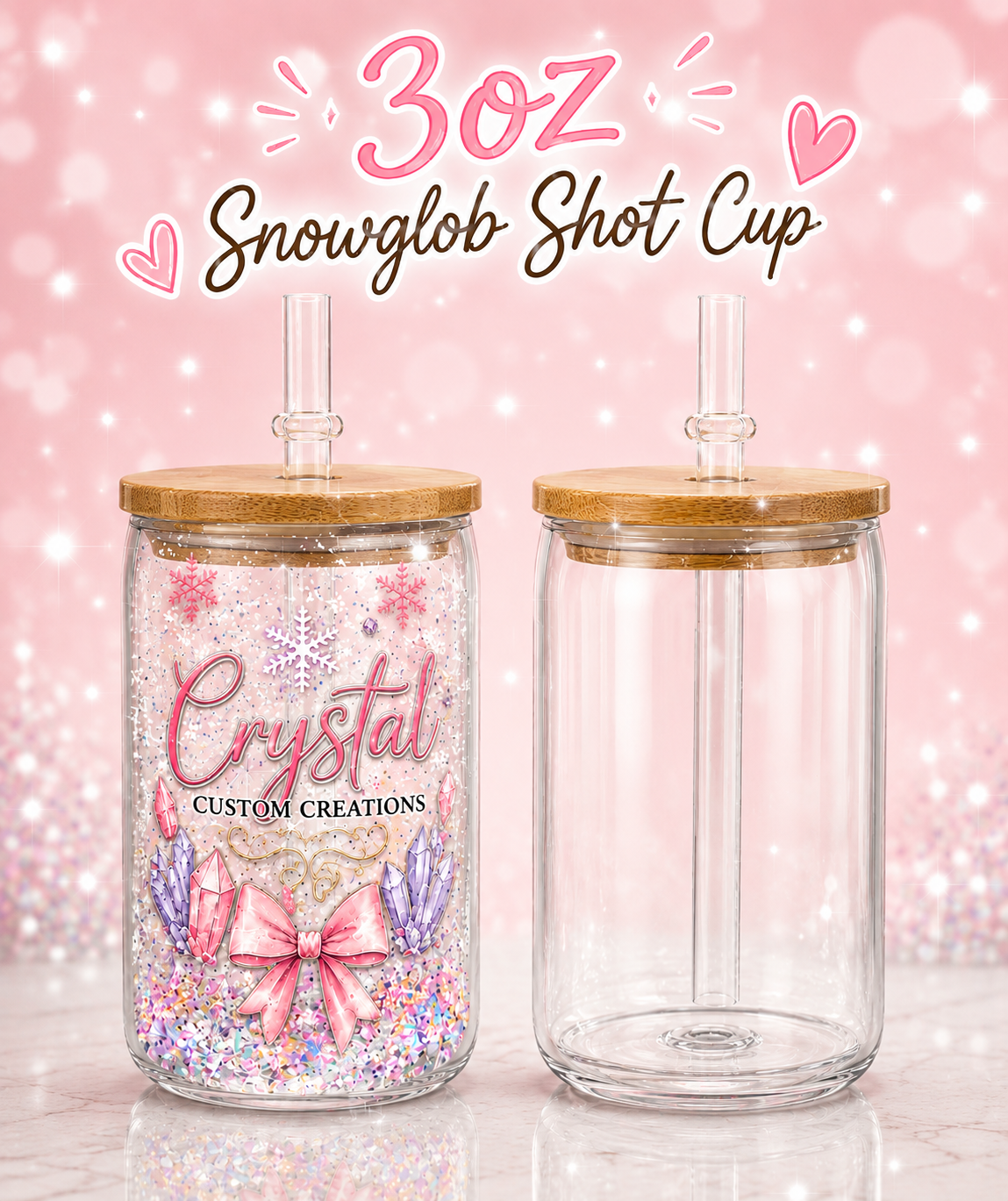 3oz Custom Snow globe shot cup