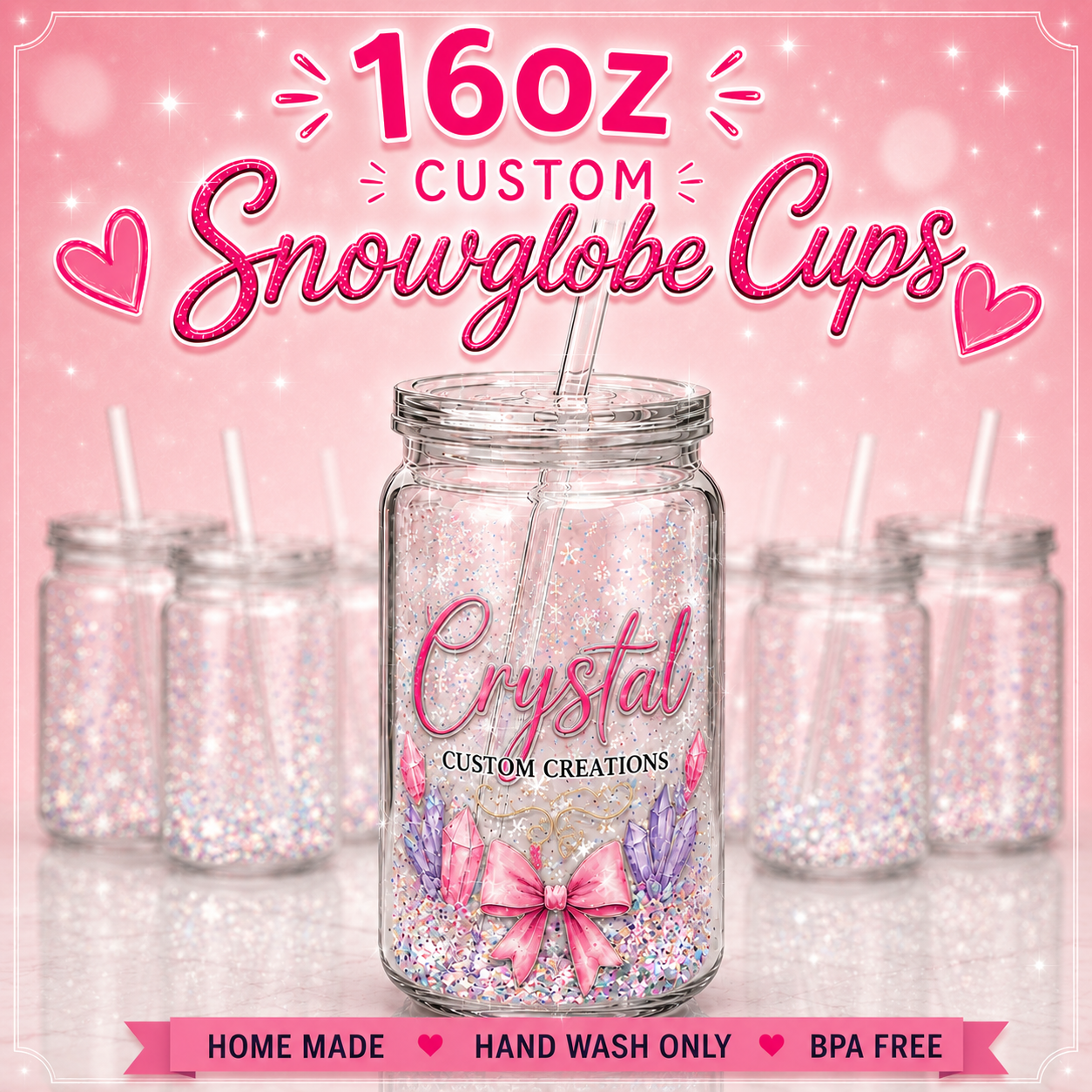 Custom snow globe cup 16oz